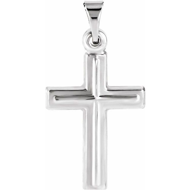 14K White 17x12 mm Cross Pendant