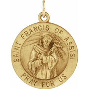 14k Yellow 18 Mm Round St. Francis Of Assisi Medal