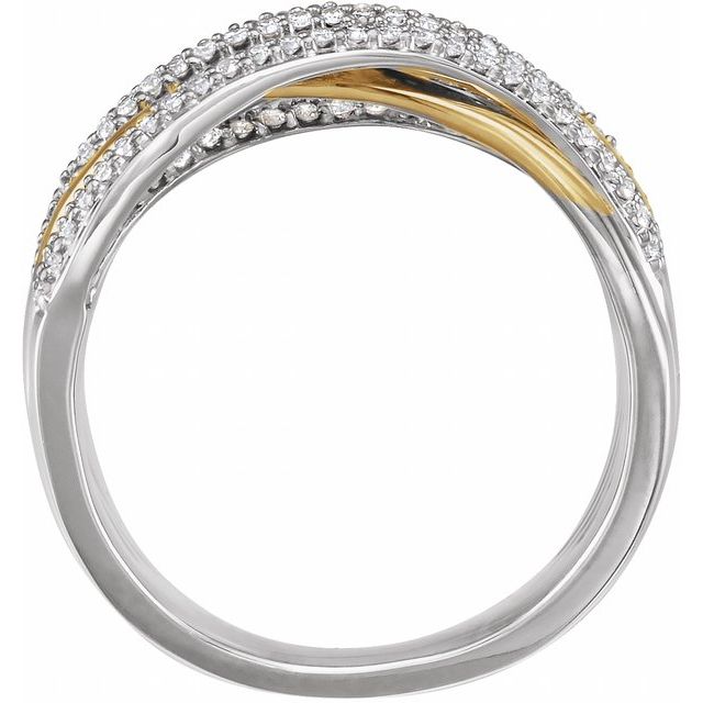 14k White/yellow 1/2 Ctw Natural Diamond Criss-cross Ring