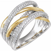 14k White/yellow 1/2 Ctw Natural Diamond Criss-cross Ring