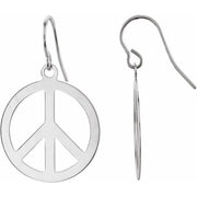 14K White Peace Sign Earrings