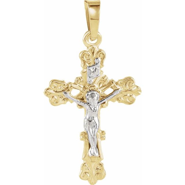 14K Yellow/White 20.5x15 mm Crucifix Pendant