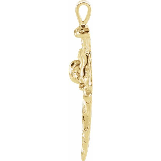 14k Yellow 26x18.25 Mm Nail Design Cross Pendant