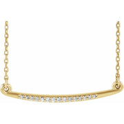 14k Yellow .05 Ctw Natural Diamond Curved Bar 16-18' Necklace