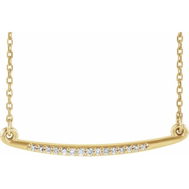 14k Yellow .05 Ctw Natural Diamond Curved Bar 16-18' Necklace
