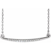14k White .05 Ctw Natural Diamond Curved Bar 16-18' Necklace