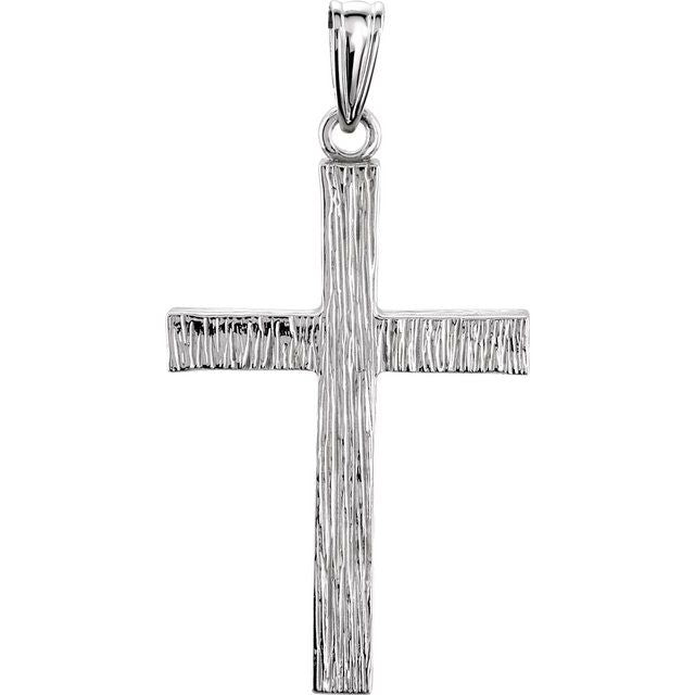 14K White 30x20 mm Cross Pendant