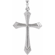14k White 32x21 Mm Cross Pendant