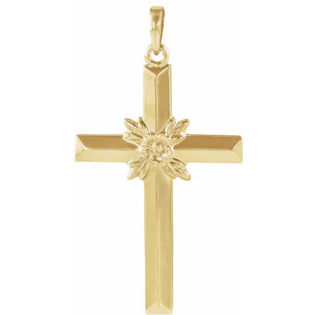 14K Yellow 32.5x19.5 mm Cross Pendant