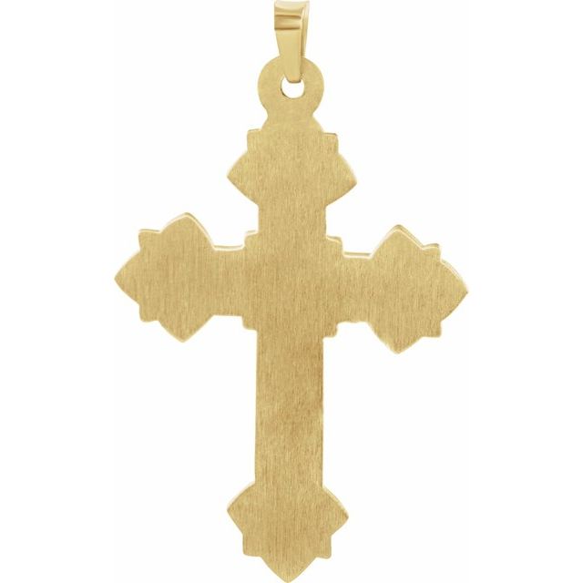 14K Yellow 33x25 mm Hollow Cross Pendant