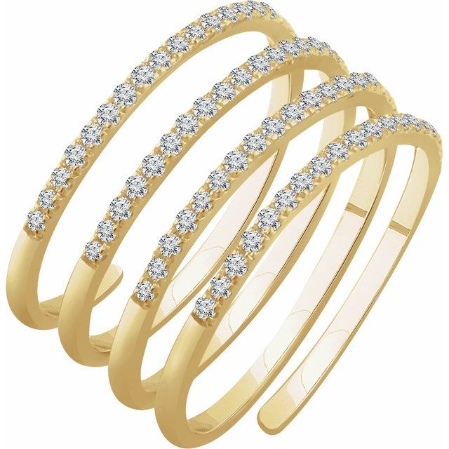 14k Yellow 1/2 Ctw Natural Diamond Spiral Ring