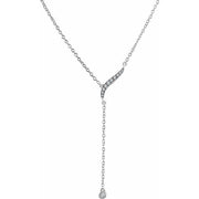 14k White 1/10 Ctw Natural Diamond 16-18' Y Necklace