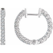14k White 1 Ctw Natural Diamond Inside-outside 20.1 Mm Hoop Earrings