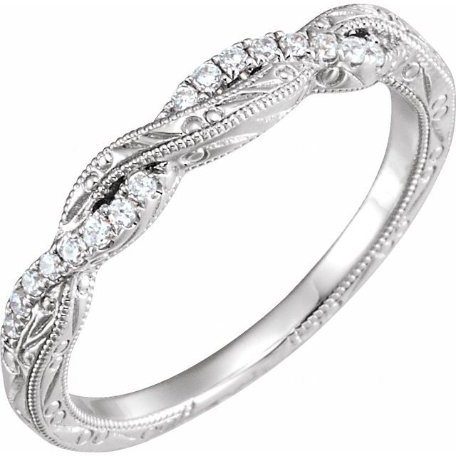 14k White 1/8 Ctw Natural Diamond Band