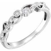 14k White .06 Ctw Natural Diamond Anniversary Band Size 6