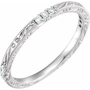 14k White 1/10 Ctw Natural Diamond Anniversary Band Size 6