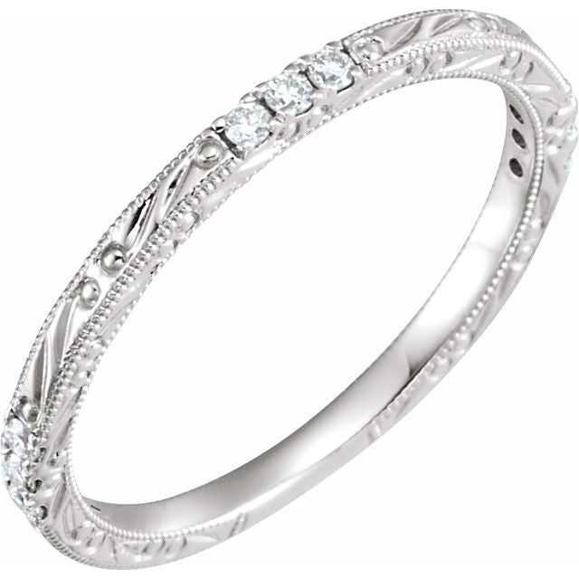 14k White 1/10 Ctw Natural Diamond Anniversary Band Size 6