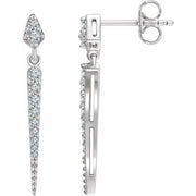 14k White 1/4 Ctw Natural Diamond Spike Earrings