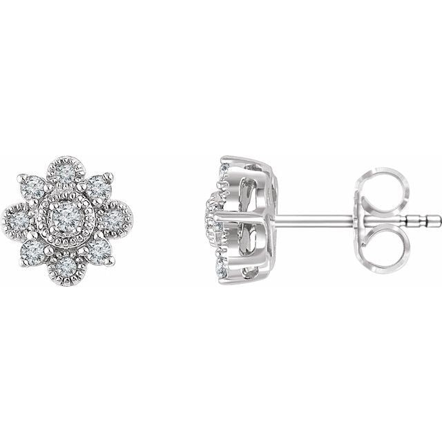 14k White 1/5 Ctw Natural Diamond Vintage-inspired Earrings