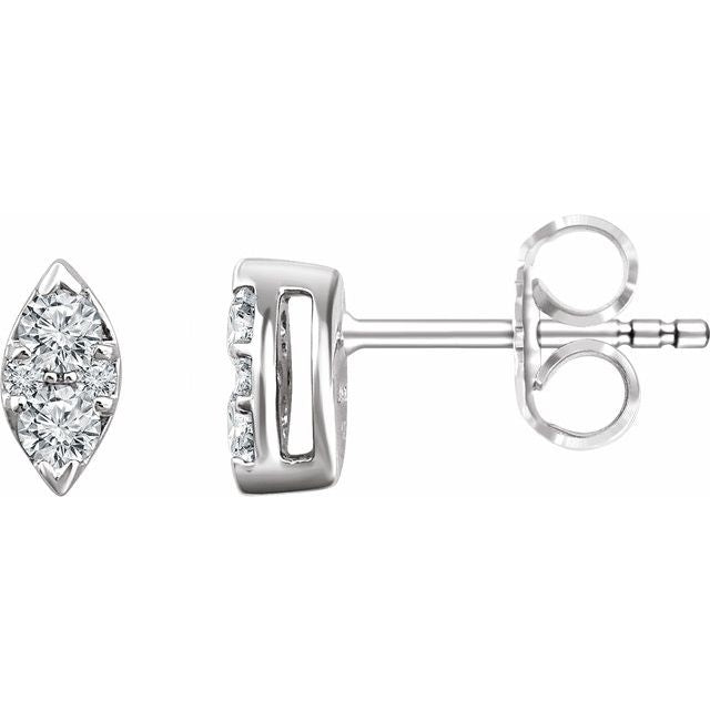 14k White 1/5 Ctw Natural Diamond Cluster Earrings