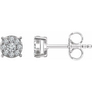14k White 1/4 Ctw Natural Diamond Cluster Earrings
