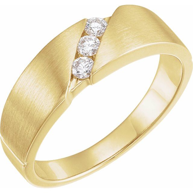 14K Yellow 1/5 CTW Natural Diamond 3-Stone Band Size 9.75