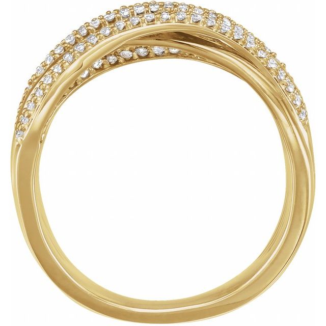 14k Yellow 1/2 Ctw Natural Diamond Criss-cross Ring