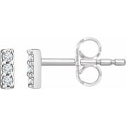 14k White .05 Ctw Natural Diamond Bar Earrings