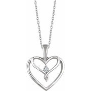 Sterling Silver .05 Ct Natural Diamond Heart 16-18' Necklace