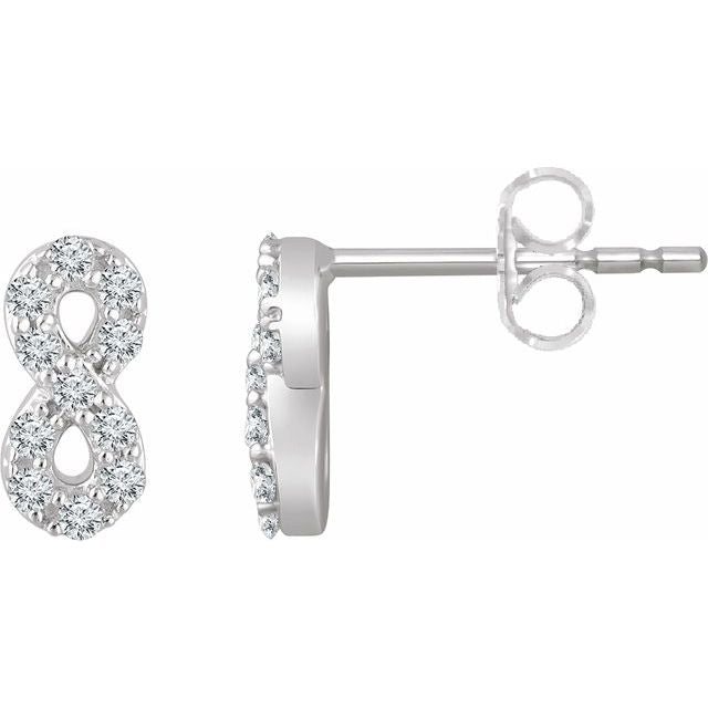 14k White 1/6 Ctw Natural Diamond Infinity Earrings