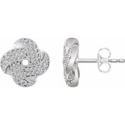 14k White 1/3 Ctw Natural Diamond Knot Earrings