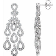 14k White 7/8 Ctw Natural Diamond Chandelier Earrings