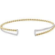 14k Yellow/white Twisted Rope Cuff Bracelet