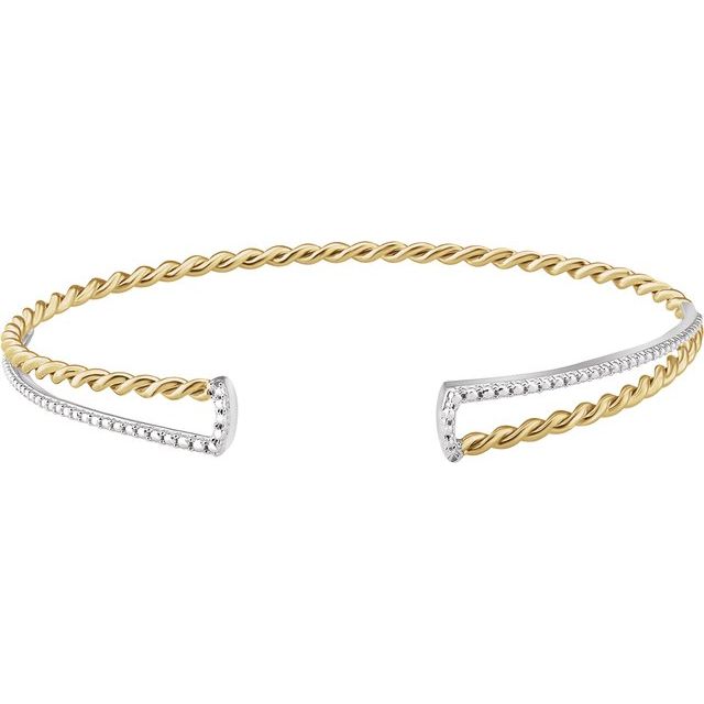 14k Yellow/white Twisted Rope Cuff Bracelet