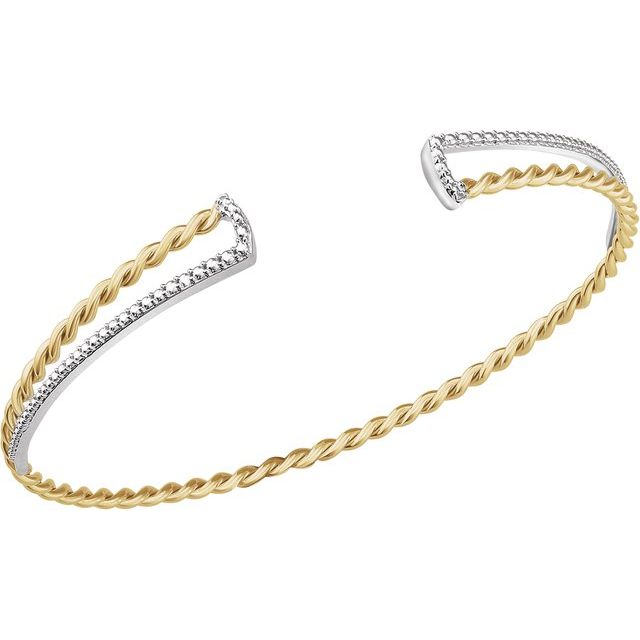 14k Yellow/white Twisted Rope Cuff Bracelet
