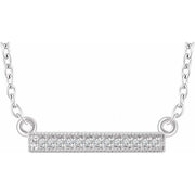 14k White .05 Ctw Natural Diamond Bar 16-18' Necklace