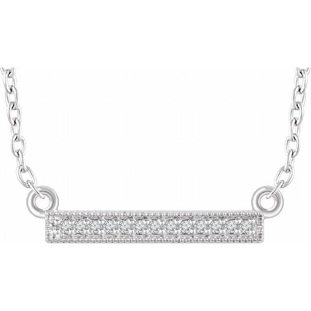 14k White .05 Ctw Natural Diamond Bar 16-18' Necklace