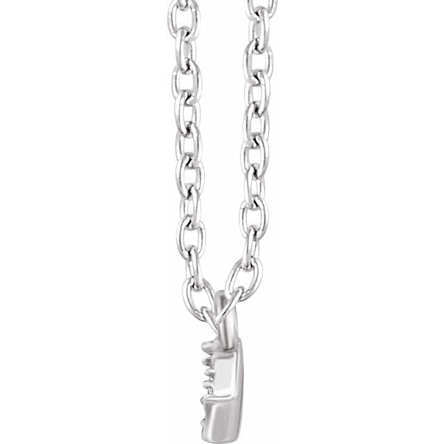 14k White .05 Ctw Natural Diamond Bar 16-18' Necklace