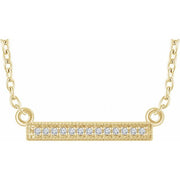 14k Yellow .05 Ctw Natural Diamond Bar 16-18' Necklace