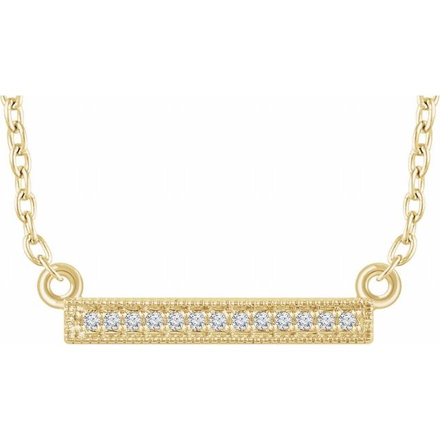 14k Yellow .05 Ctw Natural Diamond Bar 16-18' Necklace
