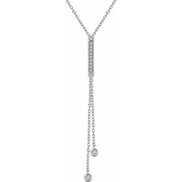 14k White 1/10 Ctw Natural Diamond 16-18' Y Necklace
