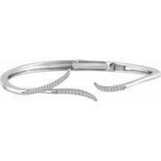 14k White 1/4 Ctw Natural Diamond Hinged Cuff 7' Bracelet