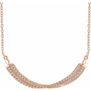 14k Rose 1/4 Ctw Natural Diamond Twisted Bar 16-18' Necklace
