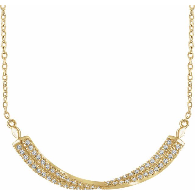 14k Yellow 1/4 Ctw Natural Diamond Twisted Bar 16-18' Necklace