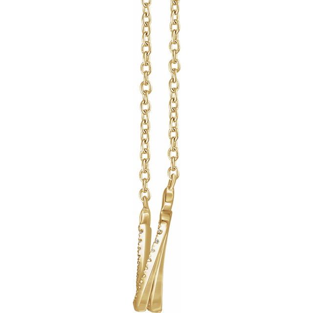 14k Yellow 1/4 Ctw Natural Diamond Twisted Bar 16-18' Necklace