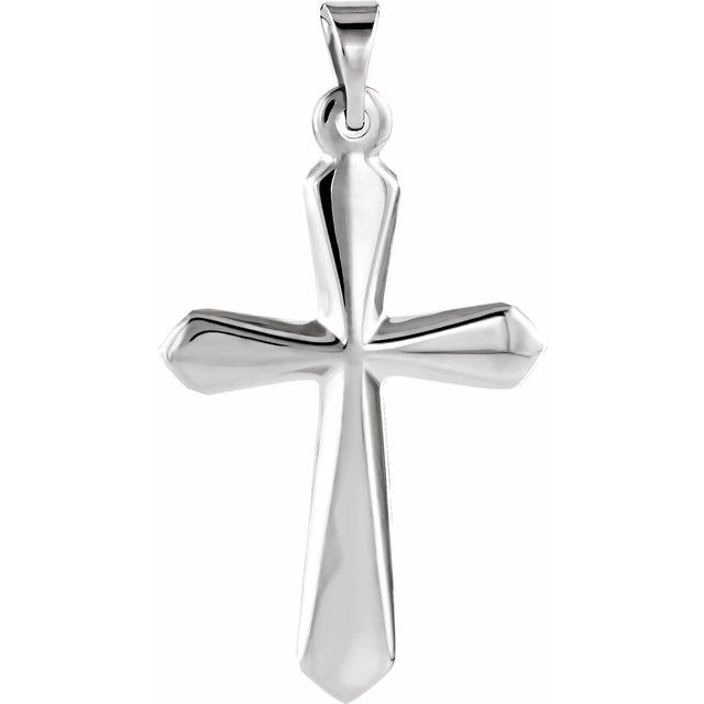 14K White 22.5x16 mm Cross Pendant