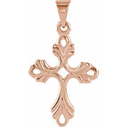 14k Rose Cross Pendant