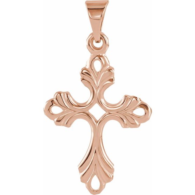 14k Rose Cross Pendant