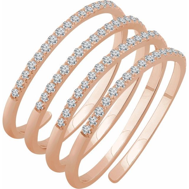 14k Rose 1/2 Ctw Natural Diamond Spiral Ring