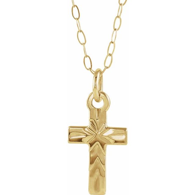 14K Yellow 9.5x6.5 mm Cross 15' Necklace